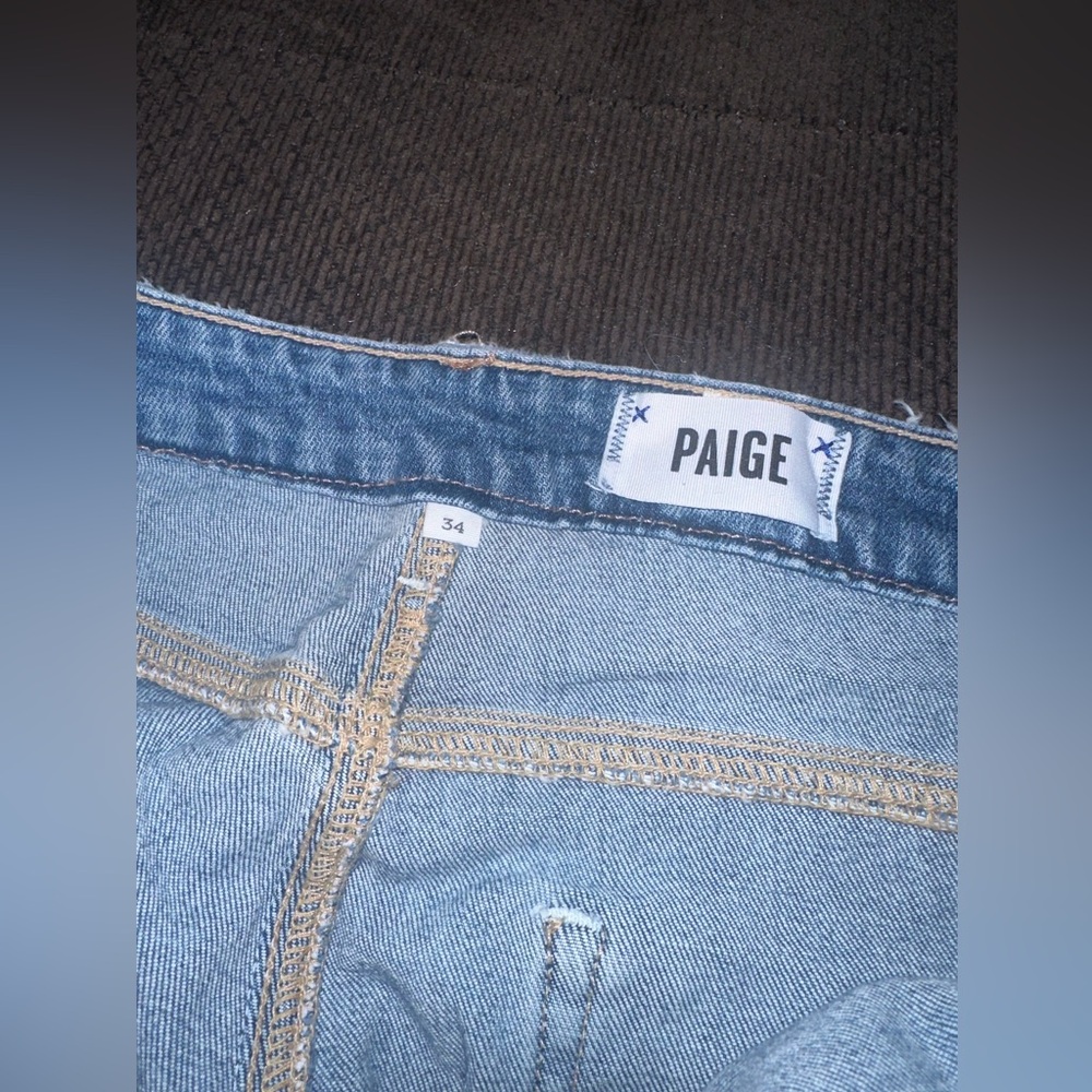 Womens Paige Straight leg light blue denim Jeans pants size 34 - Picture 3 of 8